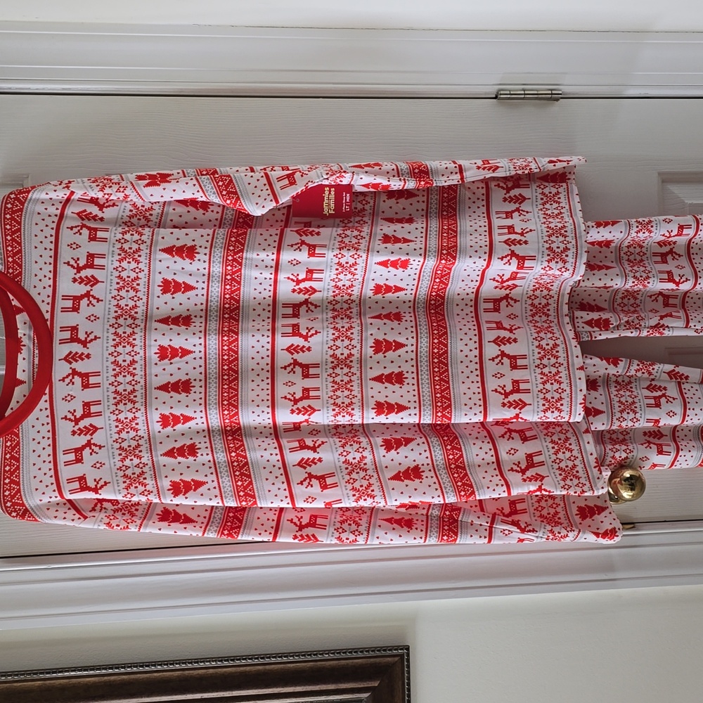JAMMIES FOR FAMILIES MEN'S RED &k WHITE HOLIDAY PAJAMAS SIZE LARGE TALL